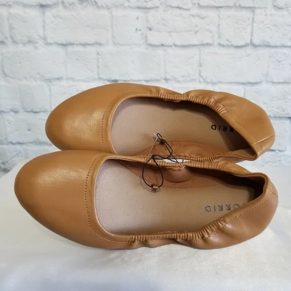 Torrid Scrunch Ballet Flats Shoes Size 8 Tan Cognac Brown Wide Width Neutral New - Picture 13 of 16